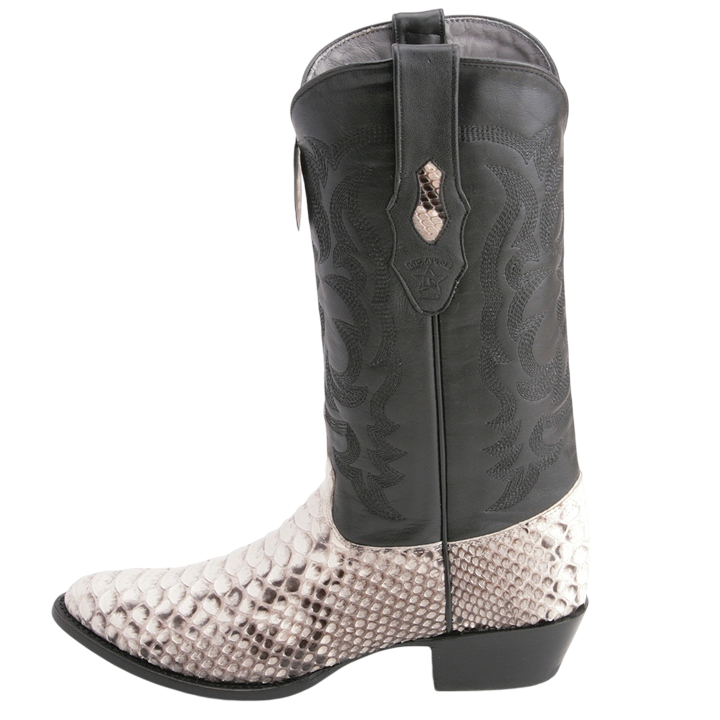 Los Altos Black & White Boots Genuine Python Skin