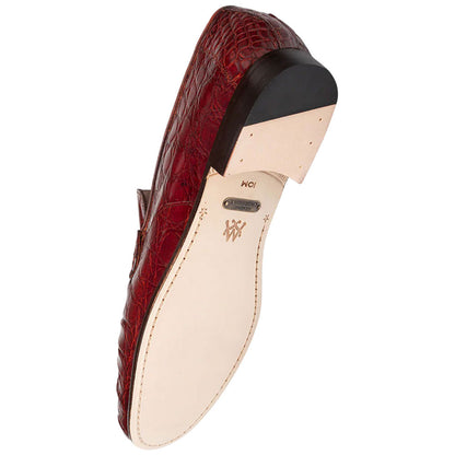 Mezlan Armano Moc Toe Cognac Crocodile Leather Moccasin Dress Shoes