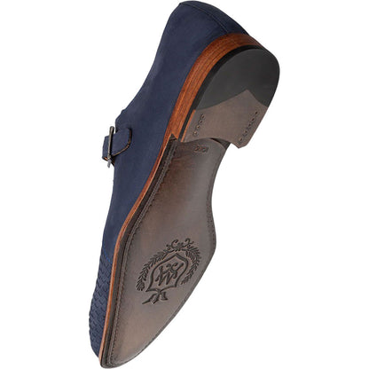 Mezlan Men's Ayllon Woven Nubuck Monk Strap in Blue