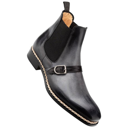Mezlan Alpine Men's Dark Grey Monk-Strap Chelsea Boot