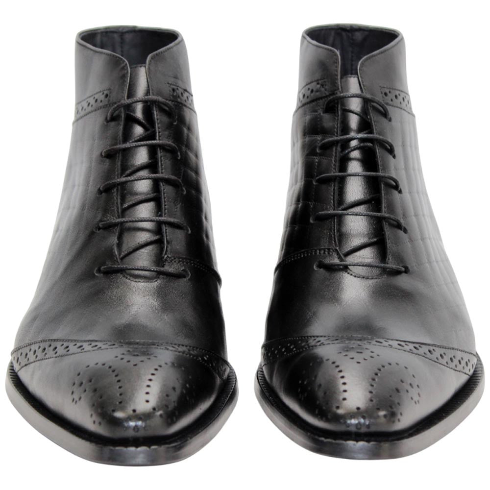 Lauro Black Calfskin Leather Boot | Duca Dress Boots for Men
