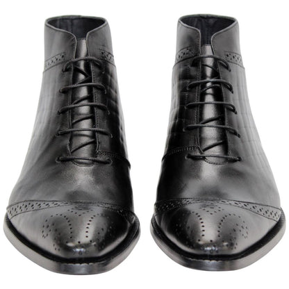 Lauro Black Calfskin Leather Boot | Duca Dress Boots for Men