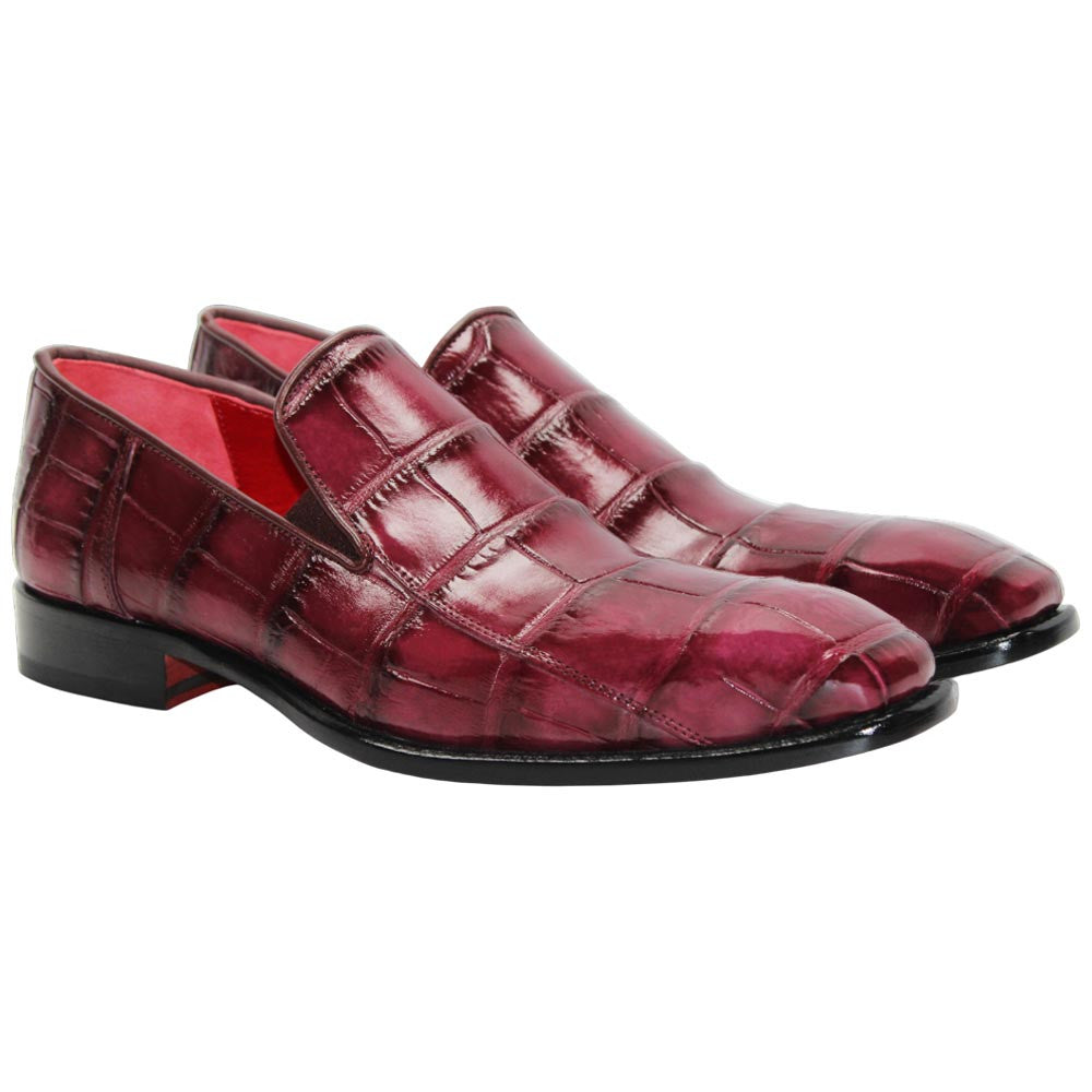 Fennix of Italy Genuine Alligator Skin DUSTIN Burgundy Loafers (USA Men Size)