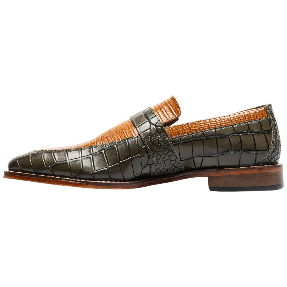 Stacy Adams Rubiano Moc Toe Buckle Strap Slip-On - Olive Multi