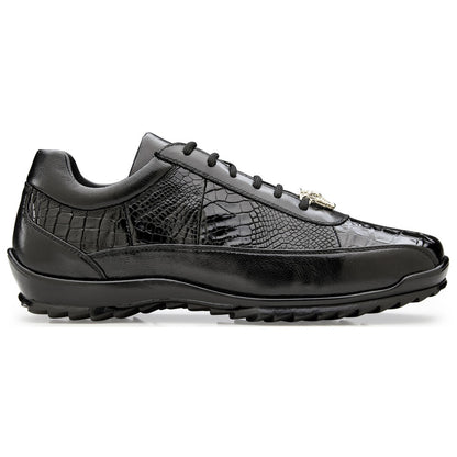 Belvedere Men’s Genuine American Alligator and Calf Black Sneaker - Coda