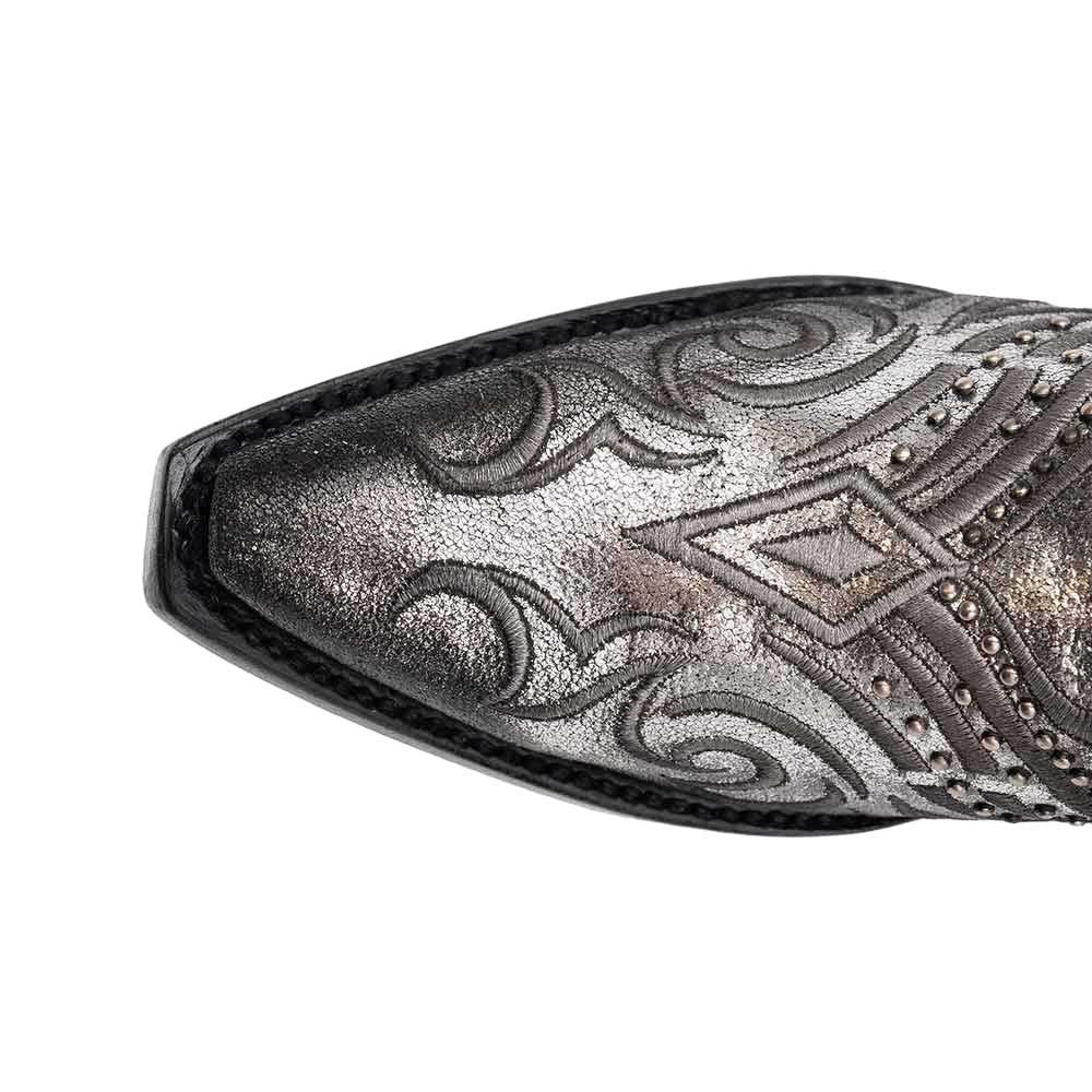 Ferrini Masquerade Silver Metallic Full Grain Snipped Toe Leather Boots