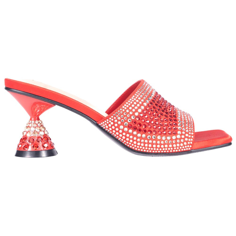 Lady Couture Fontana Women's Red Block Heel Wide Vamp Mules