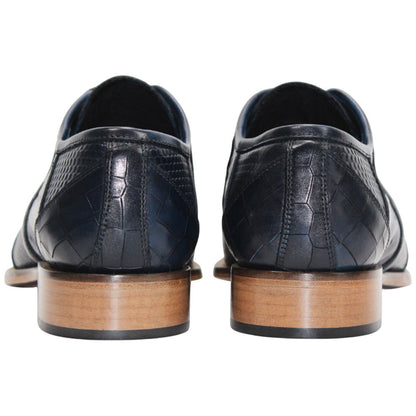 Imperio Ocean Blue Calf-Skin Leather Print Oxfords | Duca Dress Shoes for Men