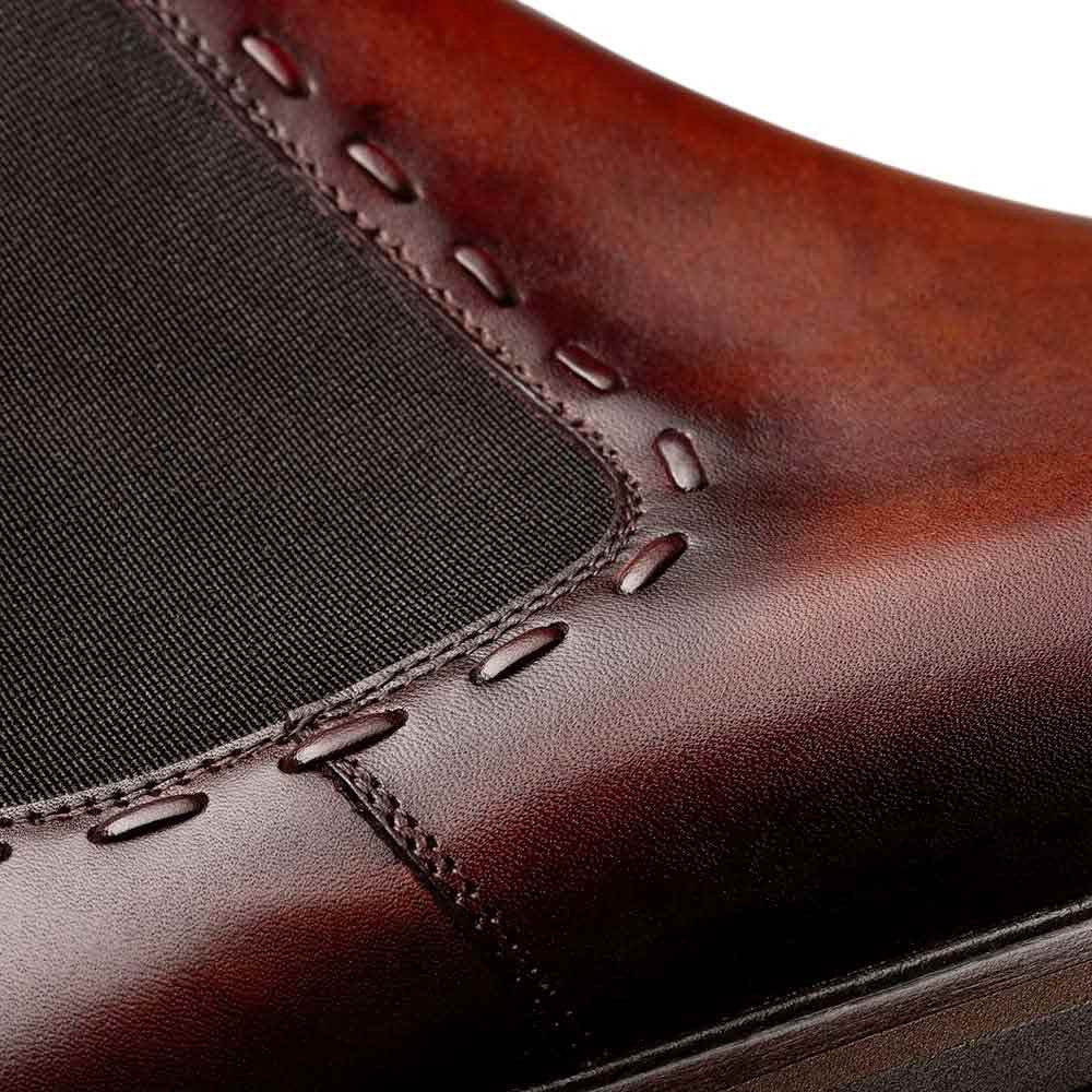 Mezlan Bromley Men's Cognac/Rust Lug Sole Chelsea Boot - Handmade in Spain