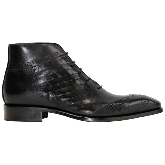 Lauro Black Calfskin Leather Boot | Duca Dress Boots for Men