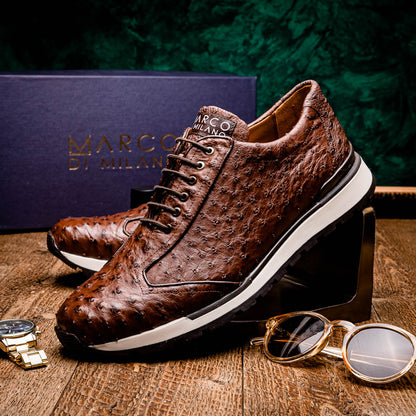 Marco Di Milano SCANNO Ostrich Brown Classic Fashion Sneakers