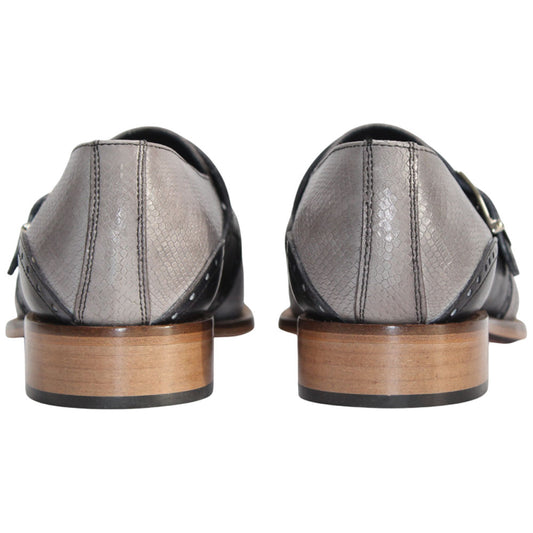 Duca Sezze Men's Light Grey/Dark Grey Snake Print/Calf-Skin Leather Loafers