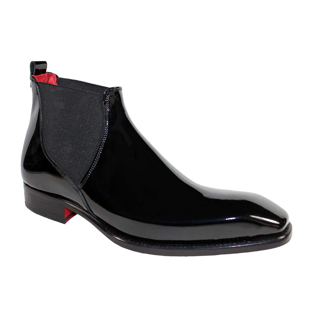 Emilio Franco Leonardo Black Patent Leather Chelsea Dress Boots