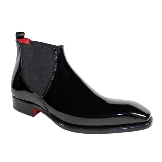 Emilio Franco Leonardo Black Patent Leather Chelsea Dress Boots