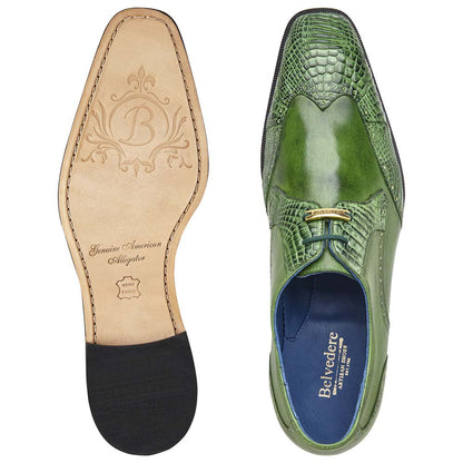 Belvedere Antonio Emerald American Alligator Skin Wingtip Derby (USA Men Size)