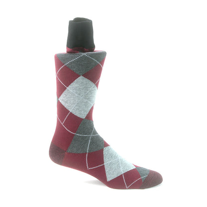 Tallia Burgundy & Grey Multi-toned printed Socks for Men