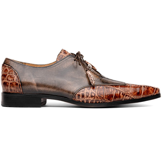 Marco Di Milano Men's Anzio Alligator & Calfskin Derby in Orix / Brown