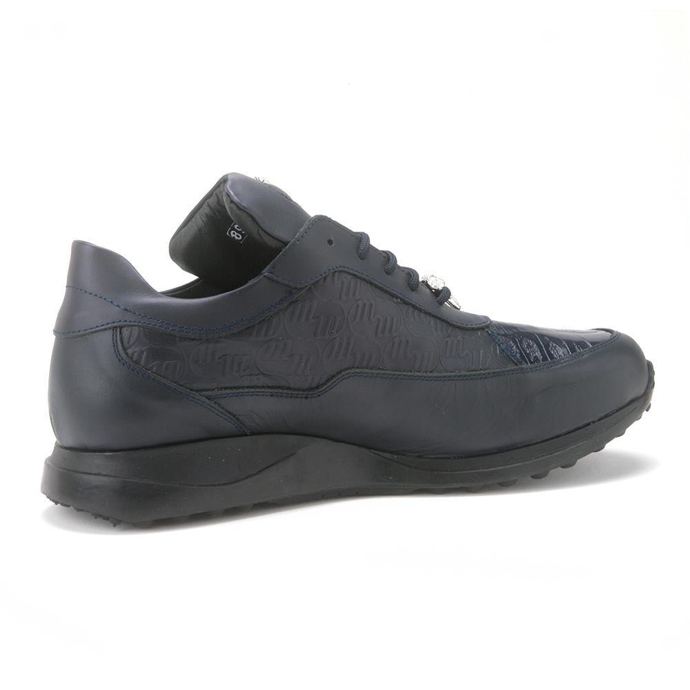 Mauri Blue Genuine Crocodile Skin & Nappa Casual Sneakers