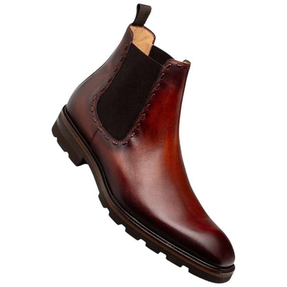 Mezlan Bromley Men's Cognac/Rust Lug Sole Chelsea Boot - Handmade in Spain