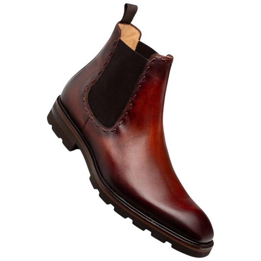 Mezlan Bromley Men's Cognac/Rust Lug Sole Chelsea Boot - Handmade in Spain