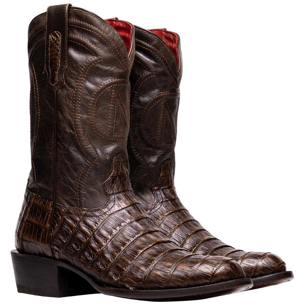 Phoenix Genuine Caiman Belly Skin Aged Brown Cowboy Boot | Marco Di Milano Western Boots