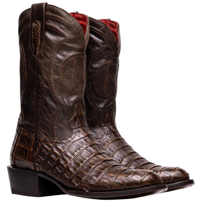 Phoenix Genuine Caiman Belly Skin Aged Brown Cowboy Boot | Marco Di Milano Western Boots