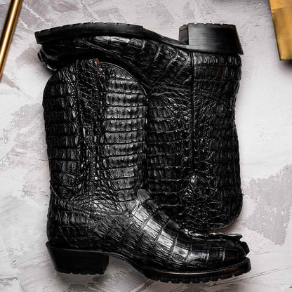 Marlboro Genuine Hornback Caiman Skin Black Cowboy Boot | Marco Di Milano Western Boots