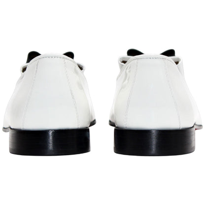 Amalfi White & Black Velvet & Patent Leather Slip on | Duca Bow Dress Loafers