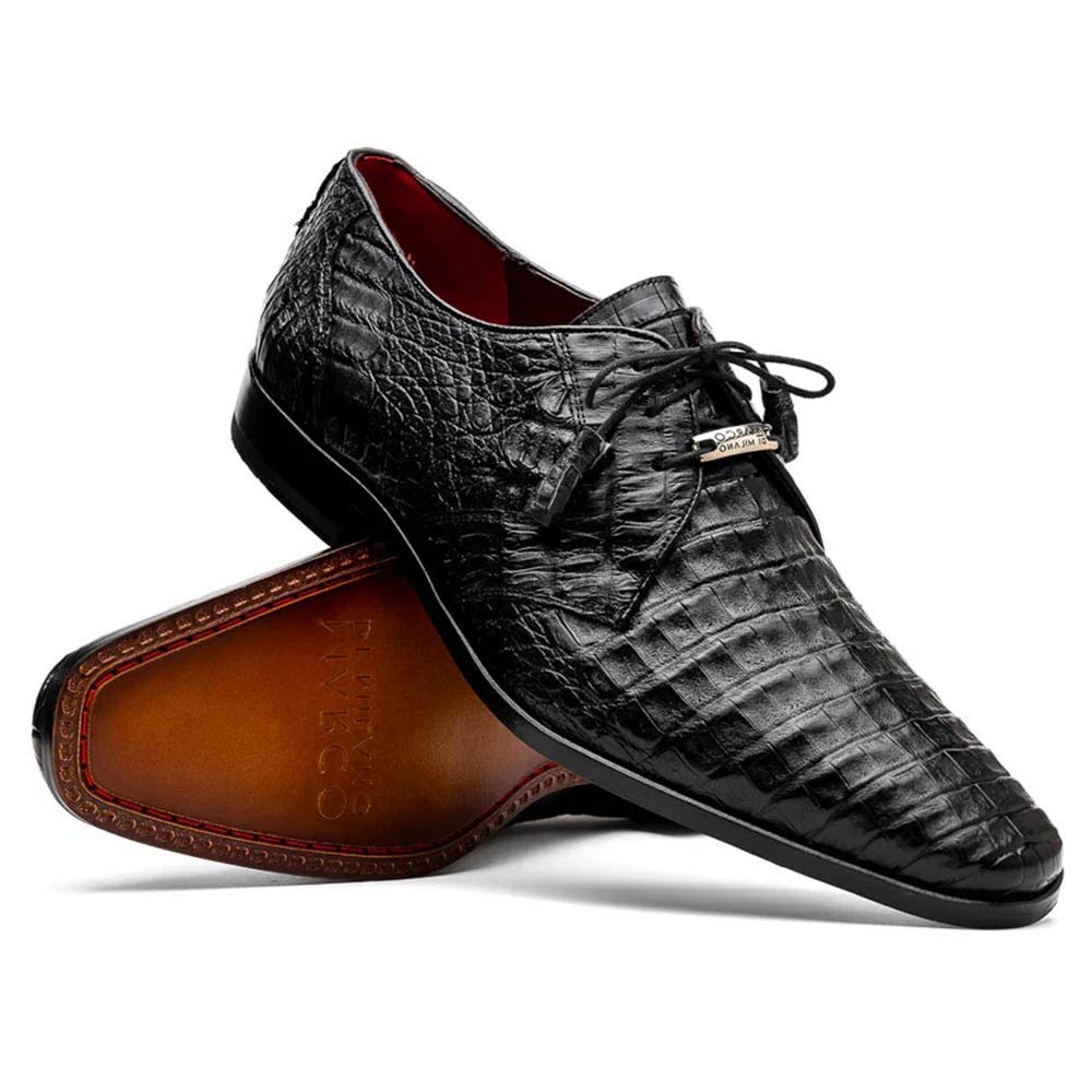 Marco Di Milano Lacio Caiman Black Derby Shoes