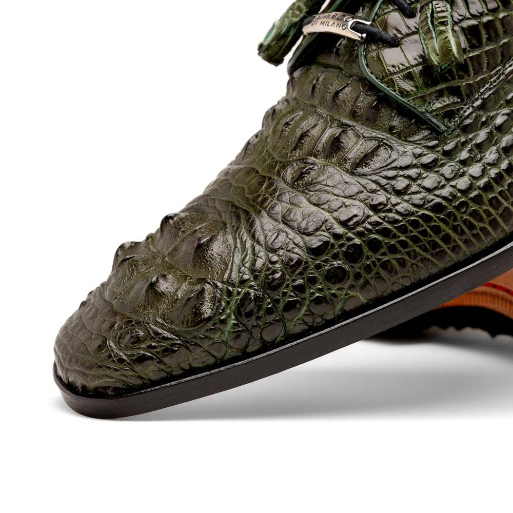 Nilo Fully Wrapped Genuine Nile Crocodile Skin Dress Derby | Marco Di Milano Exotic Dress Shoes in Green