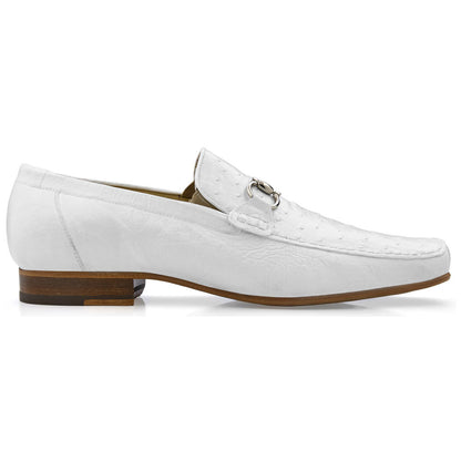 Belvedere Men’s Bartolo Full Quill Ostrich White Moc Toe Slip-On Loafer