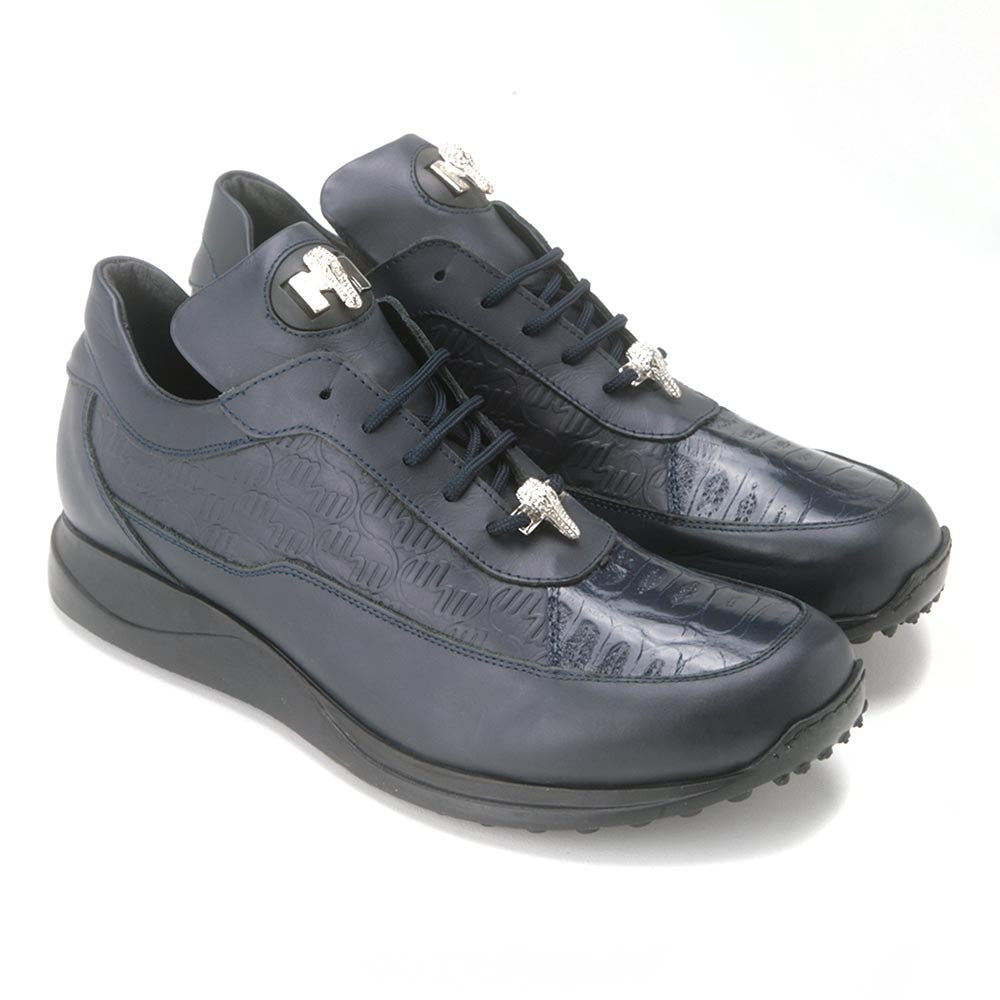 Mauri Blue Genuine Crocodile Skin & Nappa Casual Sneakers
