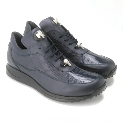 Mauri Blue Genuine Crocodile Skin & Nappa Casual Sneakers