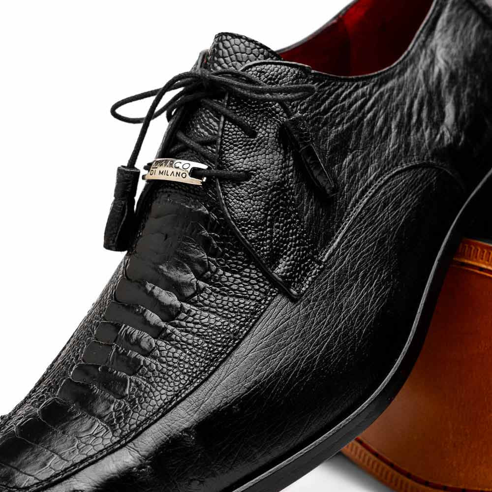 Andretti Black Men’s Genuine Ostrich Leg Dress Derby | Marco Di Milano