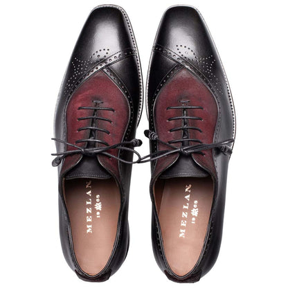 Mezlan Eagle Calf/Suede Oxford - Men's Black/Wine Multi-Toned Oxford