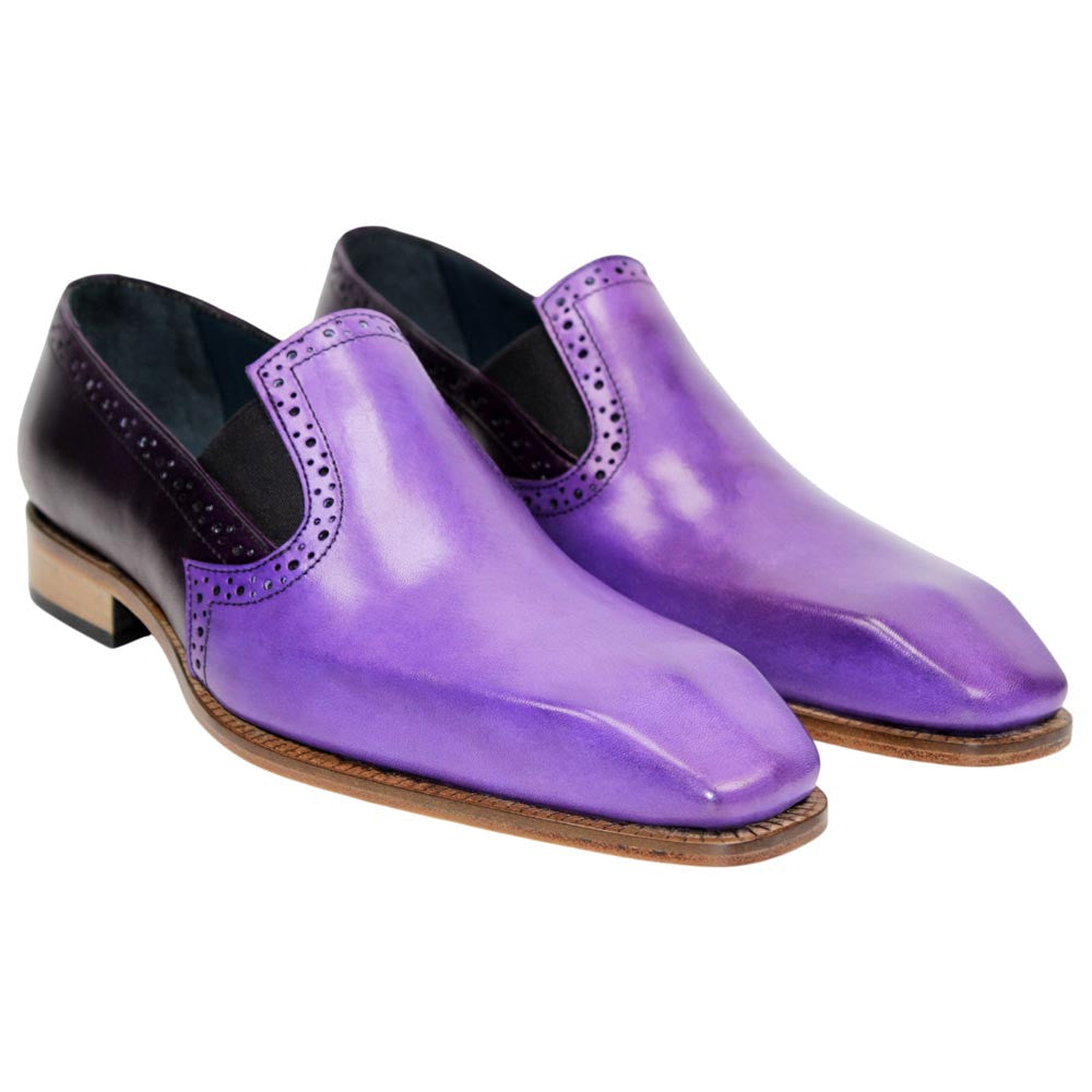 DUCA Paliano Lavender/Purple Italian Leather Slip-On Loafers for Men