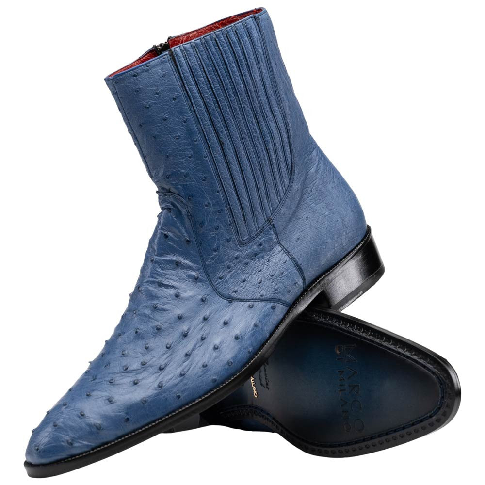 Marco Di Milano Giorgio Genuine Ostrich Chelsea Boot - Blue Jeans