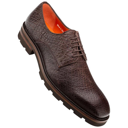 Mezlan Aspen Pebbled Leather Derby - Men's Brown Lambskin Derby