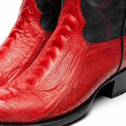 Denver Genuine Ostrich Leg Skin Red Cowboy Boot | Marco Di Milano Western Boots