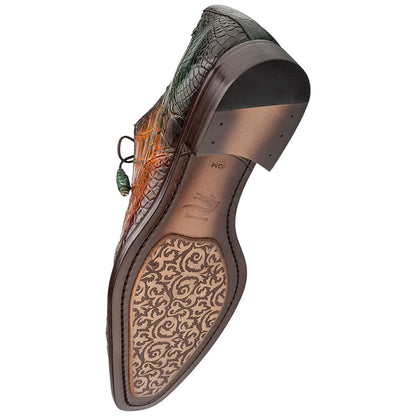 Mezlan of Spain Genuine Alligator Skin Multi-tone Derby MARBLE (USA Men Size)