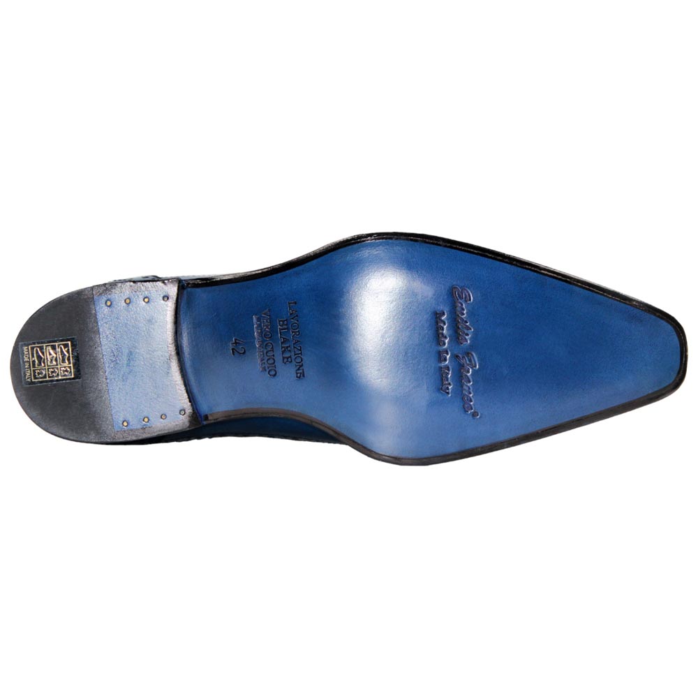 Emilio Franco Giacamo Ocean Blue Calfskin leather Derby Oxfords for Men