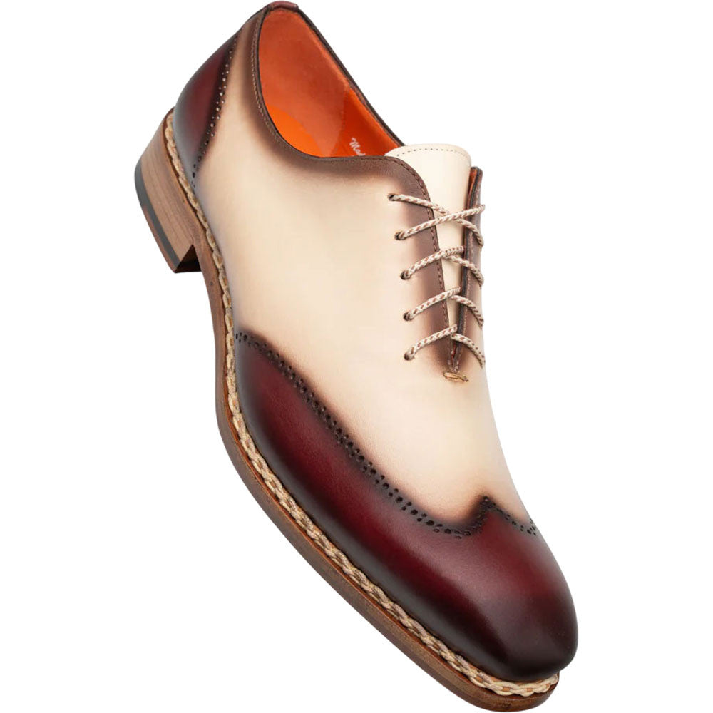 Mezlan Men's Almagro Two-Tone Oxford in Red/Bone