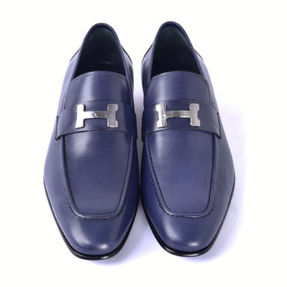 CORRENTE Smooth Calf H Buckle Navy Loafer