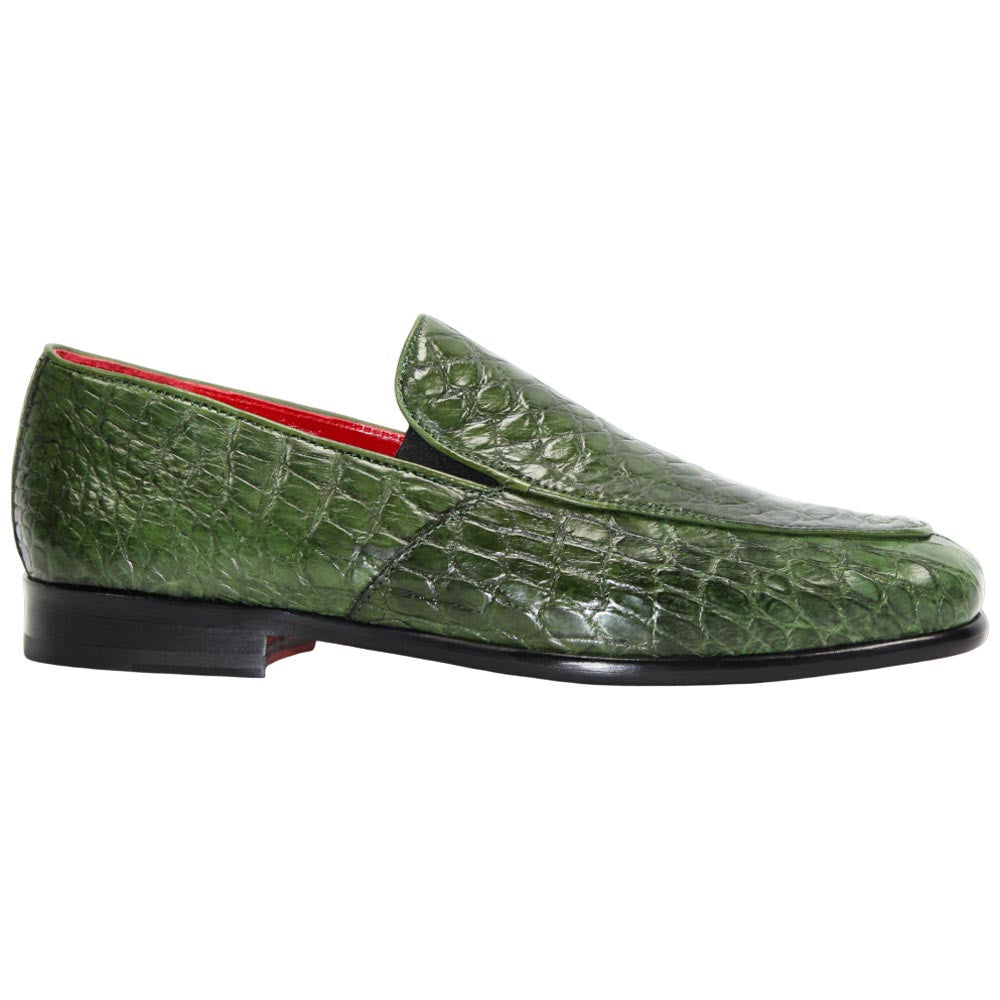 Fennix of Italy Genuine Alligator Skin EASTON Green Trendy Loafers (US Men Size)