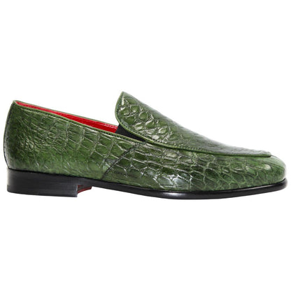 Fennix of Italy Genuine Alligator Skin EASTON Green Trendy Loafers (US Men Size)