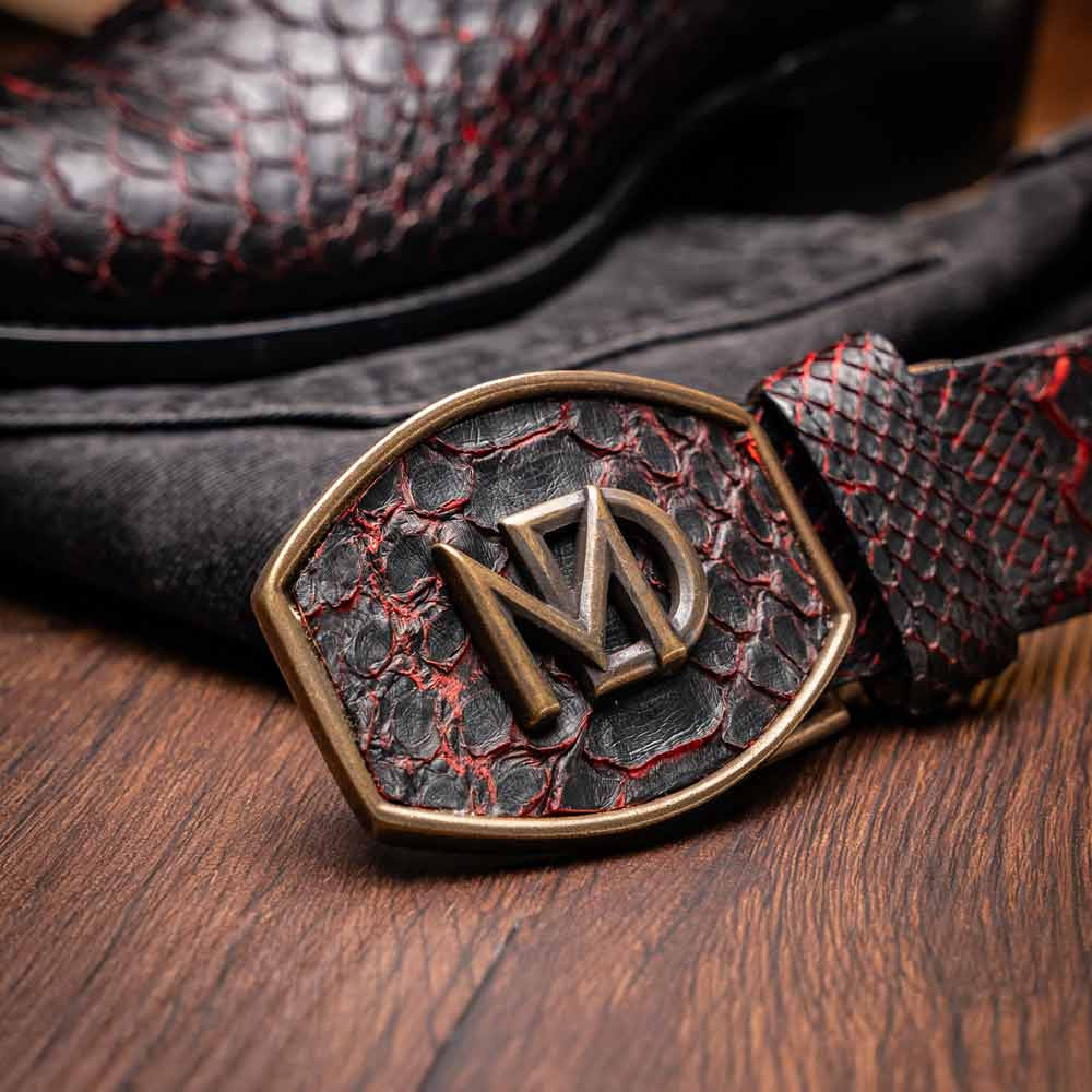 Kansas Genuine Python Skin Black Cherry Cowboy Boot | Marco Di Milano Western Boots