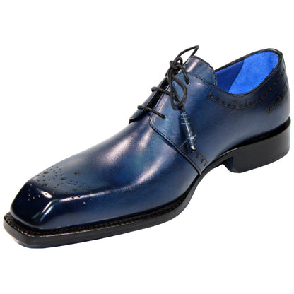 EMILIO FRANCO Lando Navy Calf-Skin Leather Oxfords Shoes