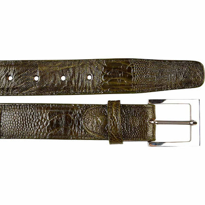 Belvedere Men's Olive Ostrich Leg Belt