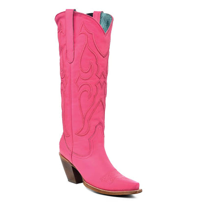 Corral Women’s Tall Inlay Snip Toe Fuchsia & Stitch Pattern Boots