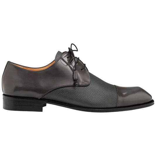 Capello Hi-Shine/Calf Grey Cap Toe Derby | Mezlan Dress Shoes for Men